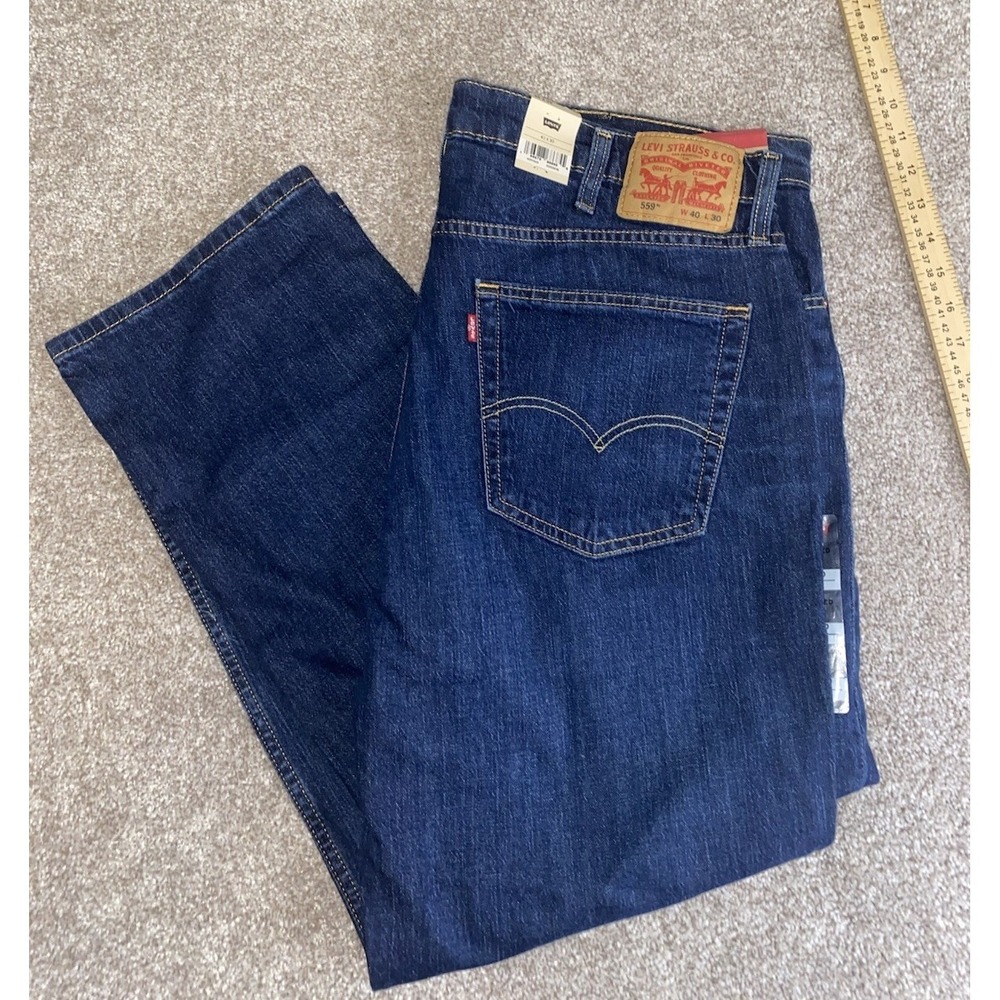 Levi's 559 Relaxed‎ Straight Eco Care Means Dark Blue Denim Mens 40x30 NWT Work